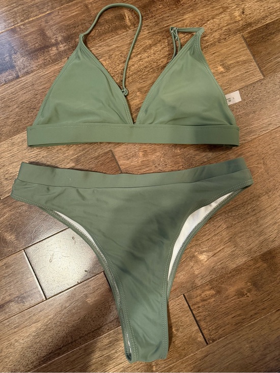 Other - Olive Green Bikini Set Women’s Large Triangle Halter Two Piece Swimsuit